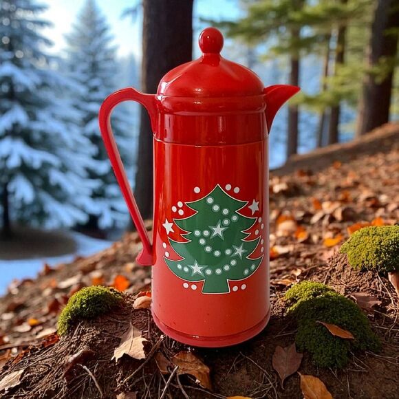 Waechtersbach Thermal Carafe Christmas Tree 1 Liter Vacuum Red Hot Cold Vintage - Picture 13 of 16